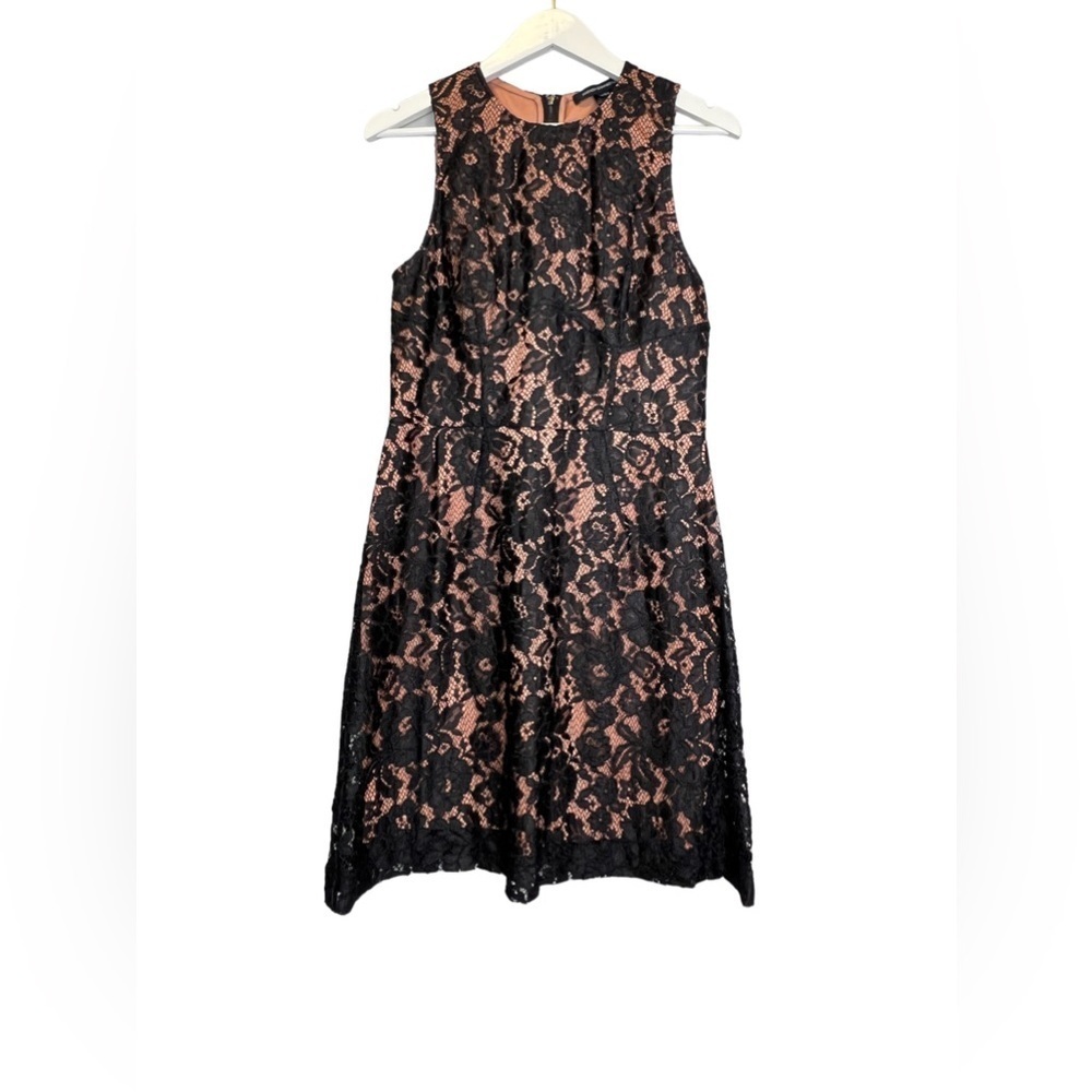 French Connection | NWT Black/Nude Lace Sheath Dress Sz 8 - Picture 2 of 9